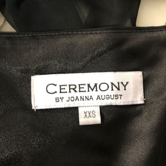 Ceremony black wrap tie waist floor length gown - Picture 8 of 9